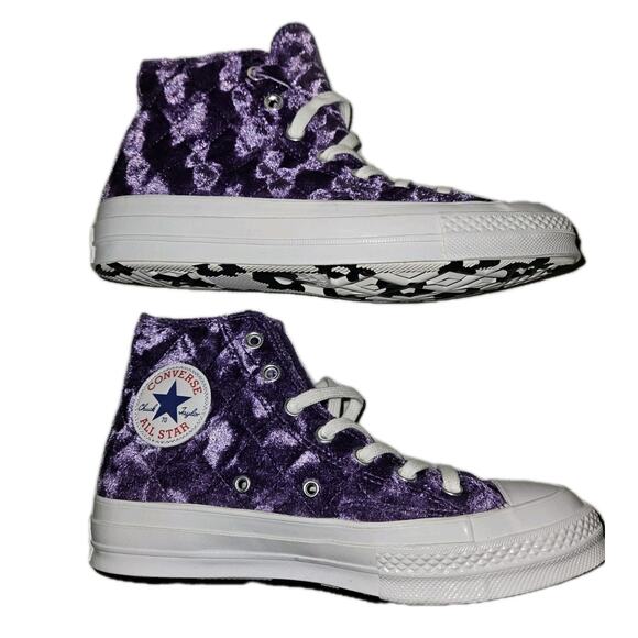 New! Converse Golf Le Fleur Chuck 70 Hi Quilted Velvet Tillandsia Purple W8 M6 - Picture 8 of 13